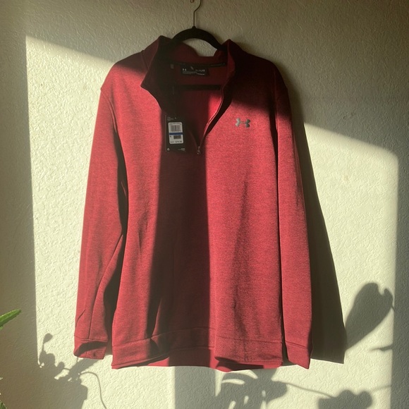 NWT Under Armour Storm Cold Gear Loose Fit ¼ Zip Burgundy Fleece Sweater mens XL - Picture 6 of 15
